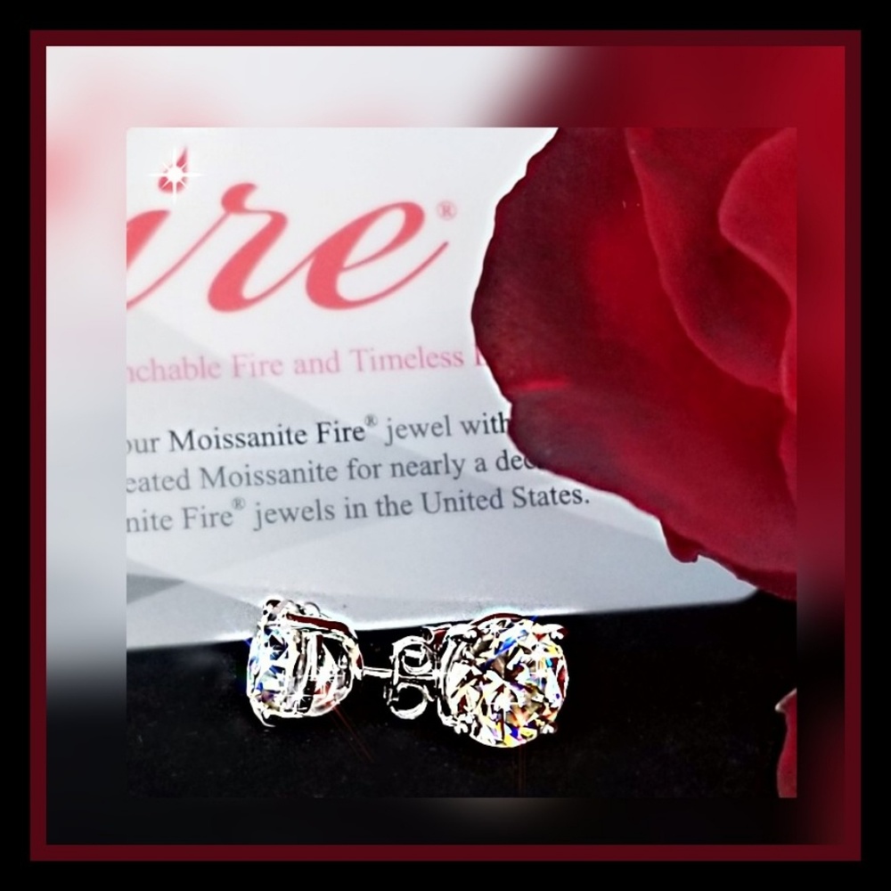 💎4CTTW!(2CTea) 14KT WG AUTH MOISSANITE STUDS 🕊💎